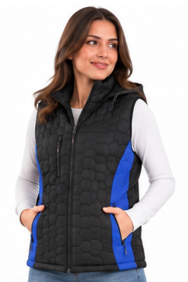 Quilted Work Vest Unisex – Stand Collar Corporate Staff and Worker Vest with Zipper Pockets