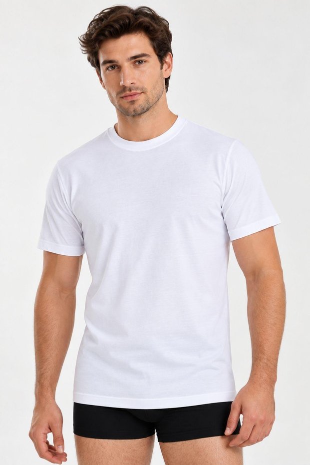 Men's Premium 100% Cotton Single Jersey Crew Neck Short Sleeve T-Shirt/Undershirt/Singlet