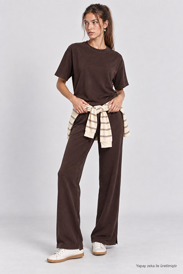 Basic Modal Top and Bottom Set Lnz0007 Brown
