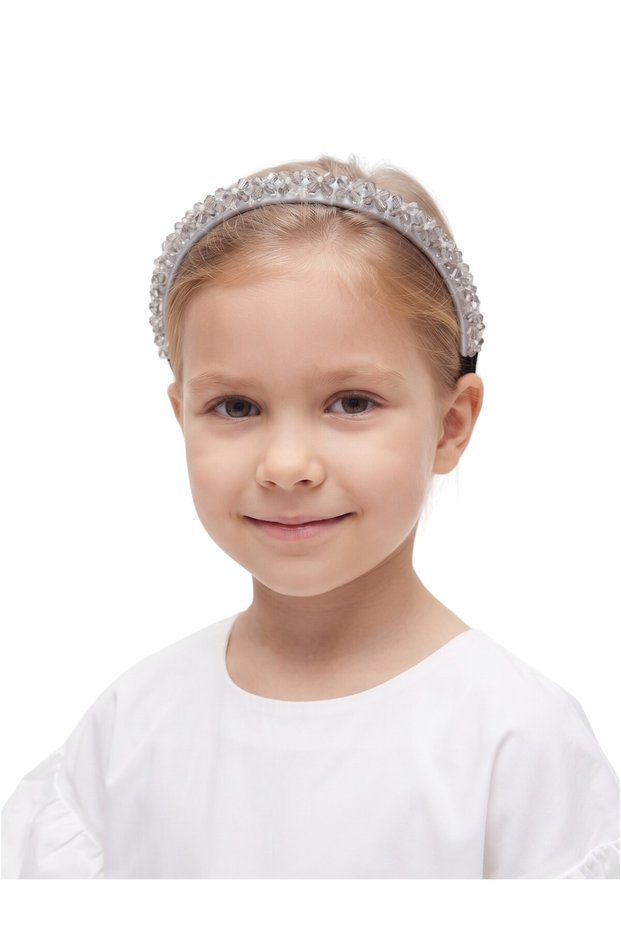 Erica Embroidery Headband for Girls - Silver