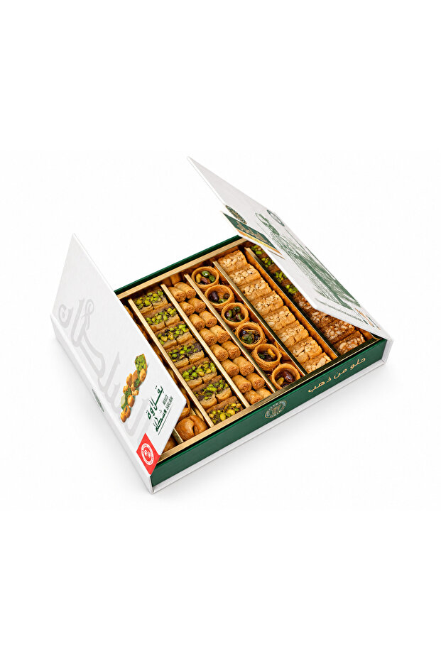 Sweets Sugar Free Mixed Baklava 400 g - 6 Varieties - Pistachio & Cashew Filled Arabic Sweets in Gift Box - Traditional Middle Eastern Baklawa for Eid, Ramadan & Celebrations