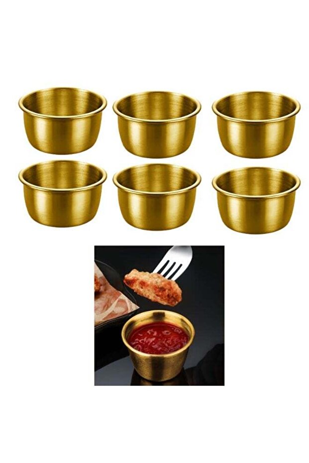 6PCS Stainless Steel Dipping Sauce Cup Mini Dip Bowls Reusable Metal Condiment Cups Ramekins Contai