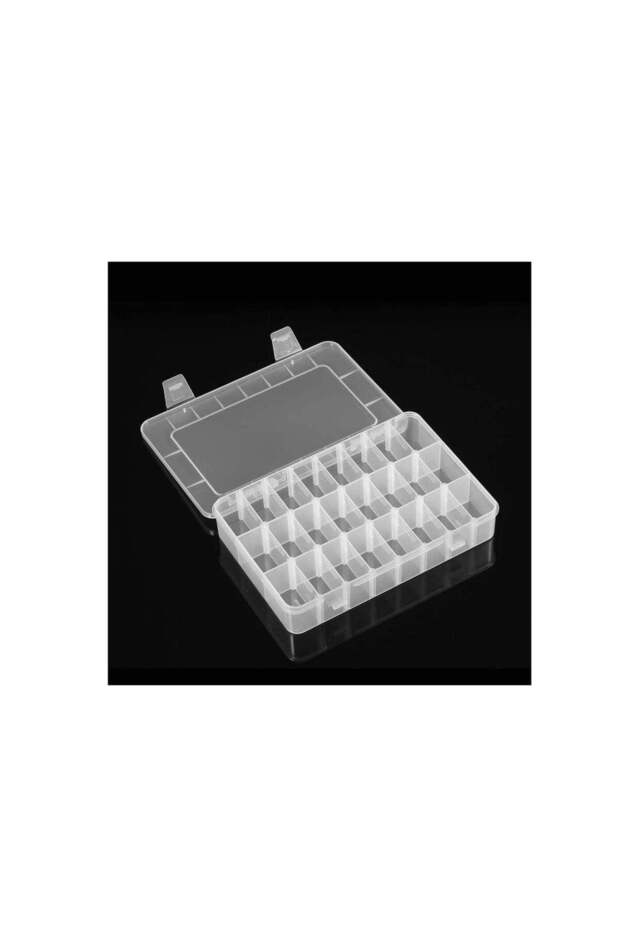 Plastic Organizer Container Box, 24 Grids Storage Box with Adjustable Dividers Organizer Storage Container Removable Grid Compartment Big Clear Slot box Case for Beads Earring Small Items