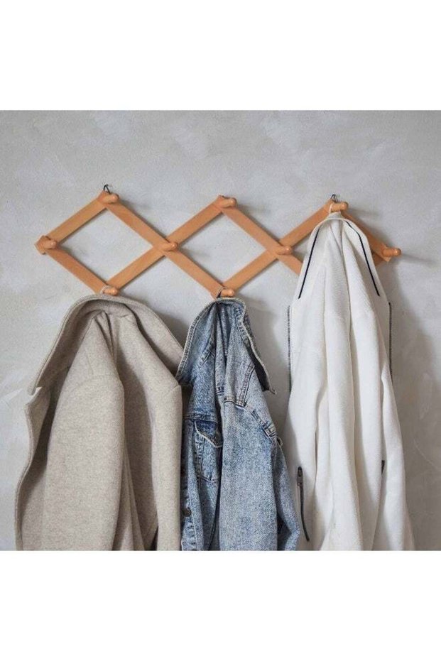 Forest Extendable Wooden 10-Hook Wall Hanger 65 x 25 x 10 cm