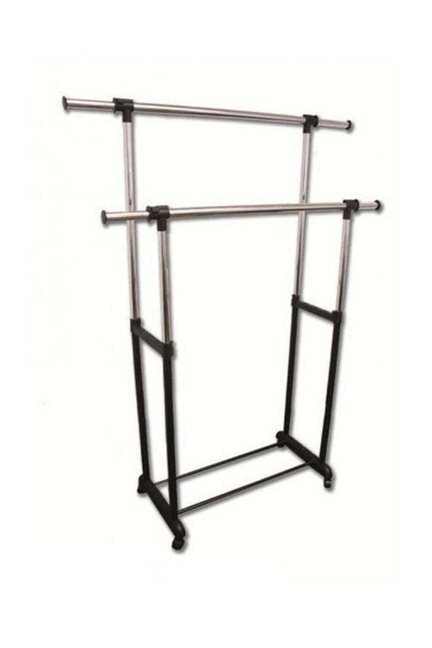Clothing Garment Rack With Lockable Wheels Portable Clothes Black