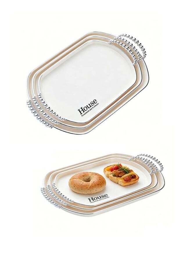 Set of 3 Serving Tray with Handles, 15.3"/13.8"/12.4" Large Trays for Serving Food, Serving Platter