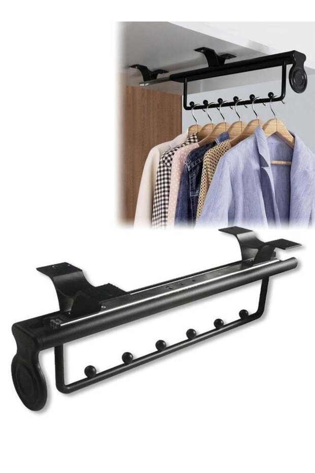 Adjustable Pull Out Closet Rod,Retractable Sliding Clothes Rail,Extendable Metal Wardrobe Hanging Rod,for Closet, Laundry RV, Bathroom