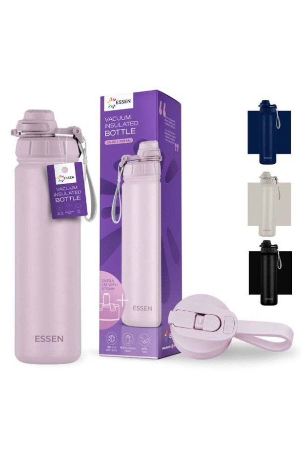 Stainless Steel Water Bottle Vacuum Insulated Bottle Double Walled with Straw, 2 Lids, Hot Cold Water Flask for Kids Men Women Sports Gym School Office Travel Reusable Metal Bottle with Leakproof Sip