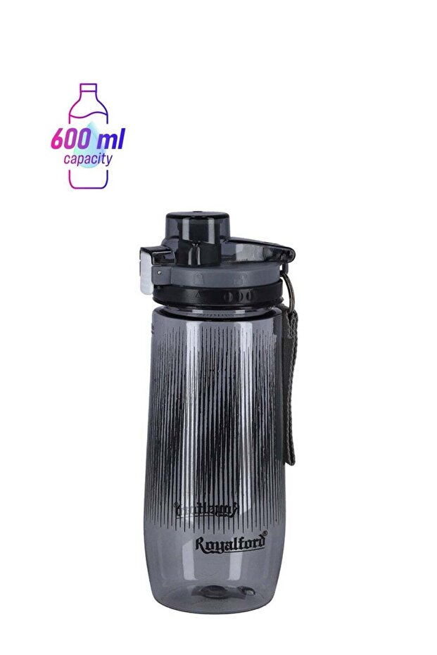 Royalford 600 ml Water Bottle | Reusable, Wide Mouth, Hanging Clip, Printed, Dishwasher Safe | Ideal for Travelling, Camping, Trekking, Hot and Cold | Assorted | RF6423 Assorted Colour 600 mml
