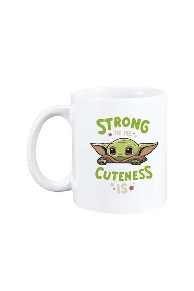 Baby Yoda Mug Strong In Me Cuteness Is Coffee Mug Plus Yoda Keychain for Funny Yoda Mug for Movie Lover