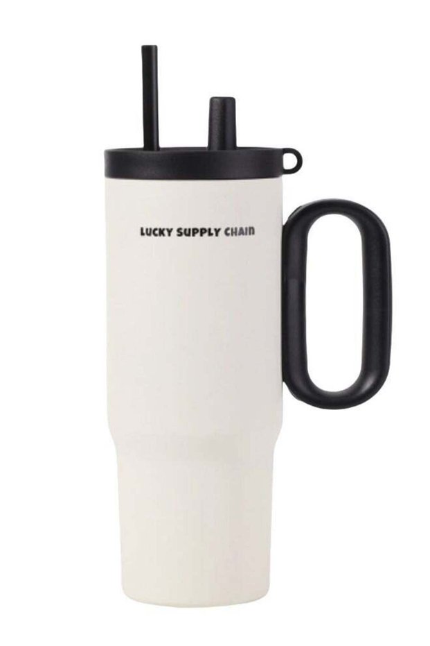 Simple and stylish 750ml large capacity straw cup with lid and independent tea compartment, stainless steel insulated thermos. Use as car water cup, fitness water cup, and daily carry-on water cup.
