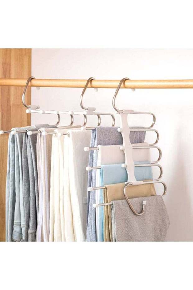Pants Hangers 2 Pack Space Saving Metal Closet Organizer, Clothes Pants Hangers, Anti-Slip Design, Closet Organizers and Storage for Pants Jeans Skirts Scarf Legging