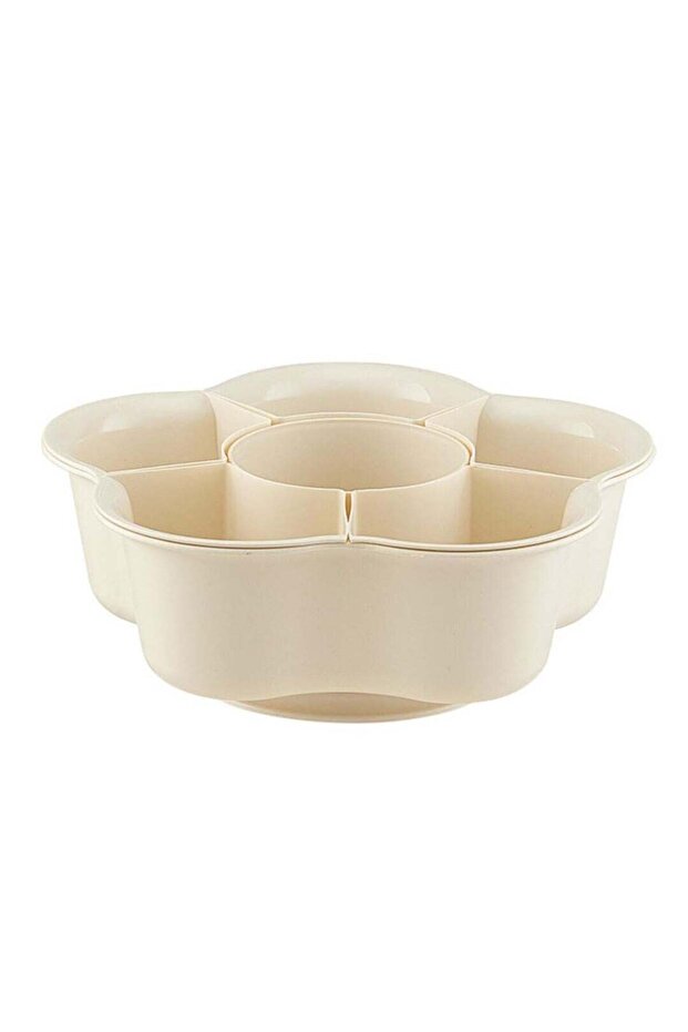 Versatile Rotating Serving Tray with 6 Compartments, for Snacks, Biscuits, Fruits, Veggies, Candies