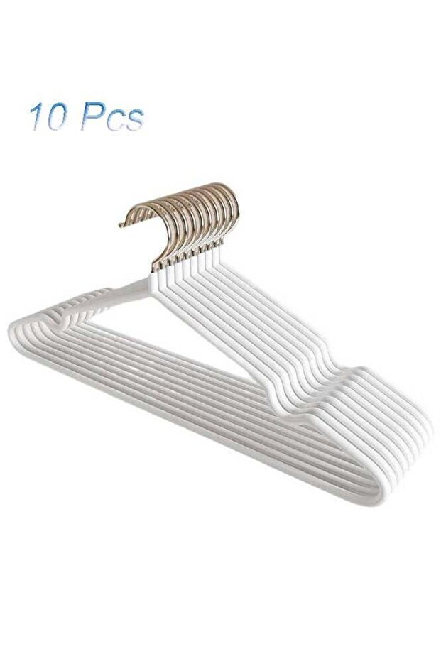 10 Pcs Non-Slip Plastic Clothes Hangers - Dip Molded Finish, No Slip No Mark, Space Saving for Wardrobe, Shirts, Dresses & Abayas