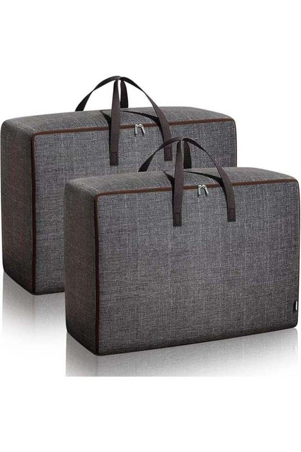 2 Pack Storage Bags, Moving Bags with Strong Zippers & Carrying Handles, Large Heavy Duty Fabric Organizer Bags,Space Saving,Waterproof,for Bedding, Comforters, Quilts, Pillows & Clothes,60*40*25cm