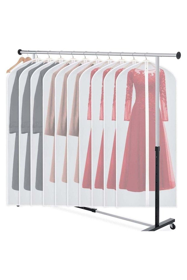 Clear Garment Bag Long Garment Bags for Gowns, Vinyl Dress Bags for Closet Storage, Coat Covers for Closet With Zipper Plastic Garment Bags for Hanging Clothes Long Dress - 24'' X 48''/6 Pack