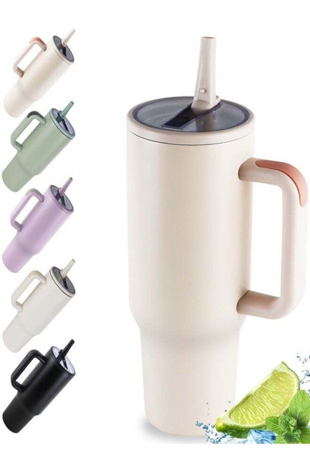40 oz Tumbler with Handle and Flip Straw Travel Mug Cup for Water Iced Tea or Coffee Smoothie and More