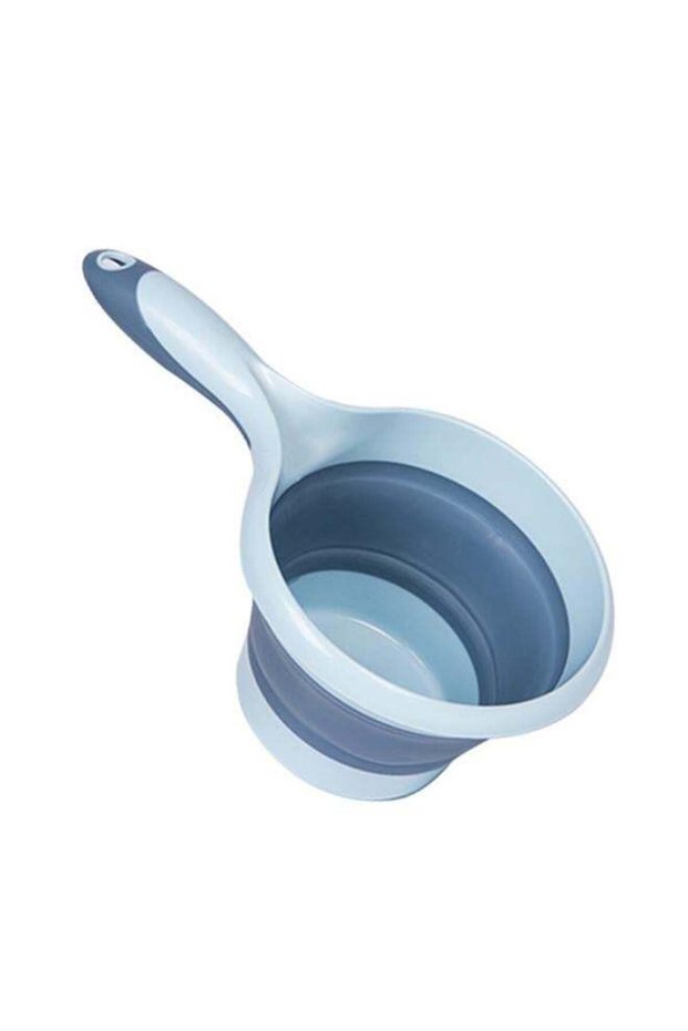 Folding Water Ladle Multifunctional Hangable Collapsible Bath Ladle for Kitchen Bathroom Sky Blue