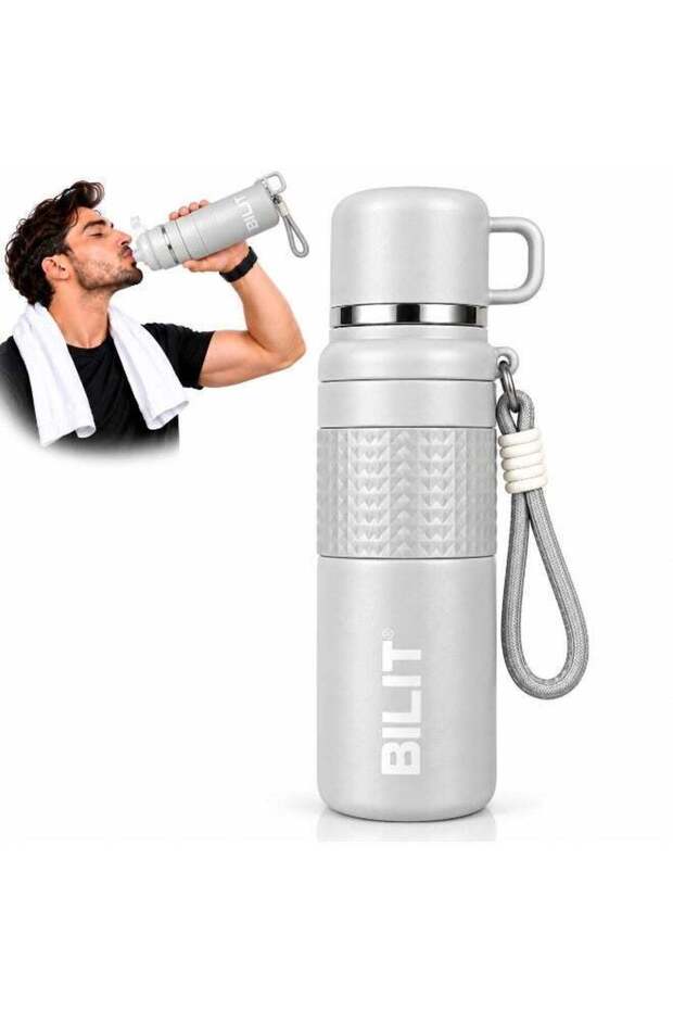Twisoo 1000ml Insulated Stainless Steel Travel Flask with Mug Cap