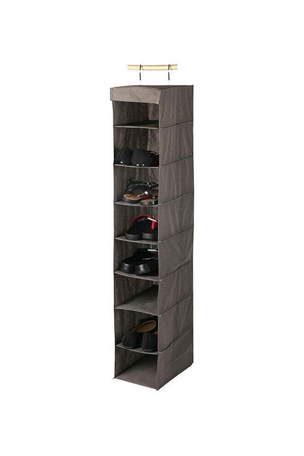 8-Layer Hanging Shoe Rack Grey 20x30x120cm