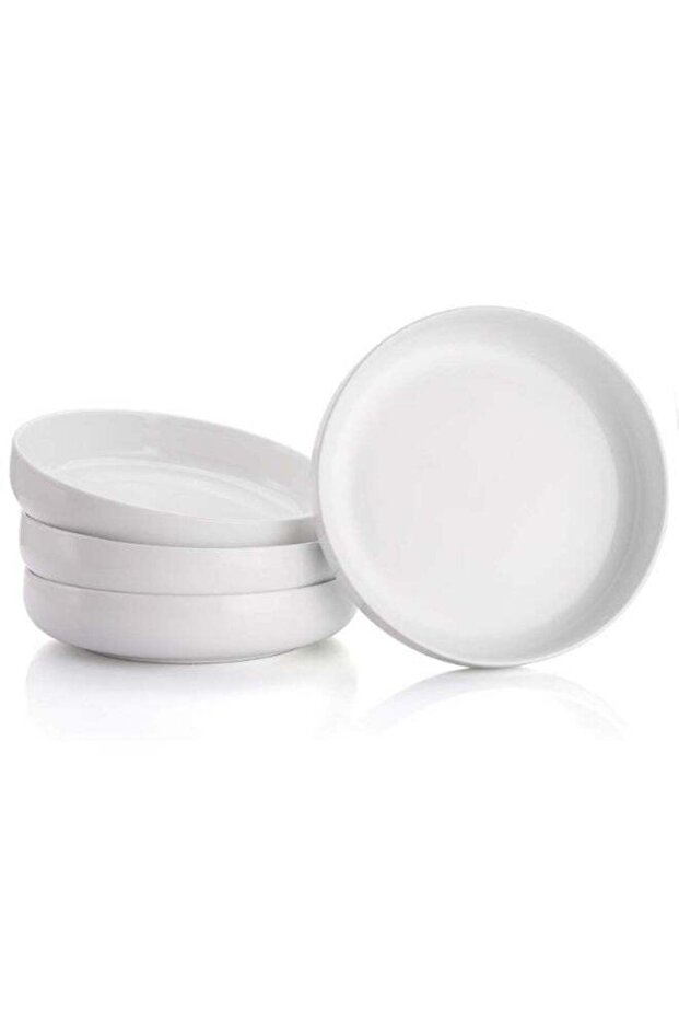 Pasta Bowls Set of 4 Salad Pasta Bowls White Shallow Serving Bowl Porcelain Plates and Bowls Microw