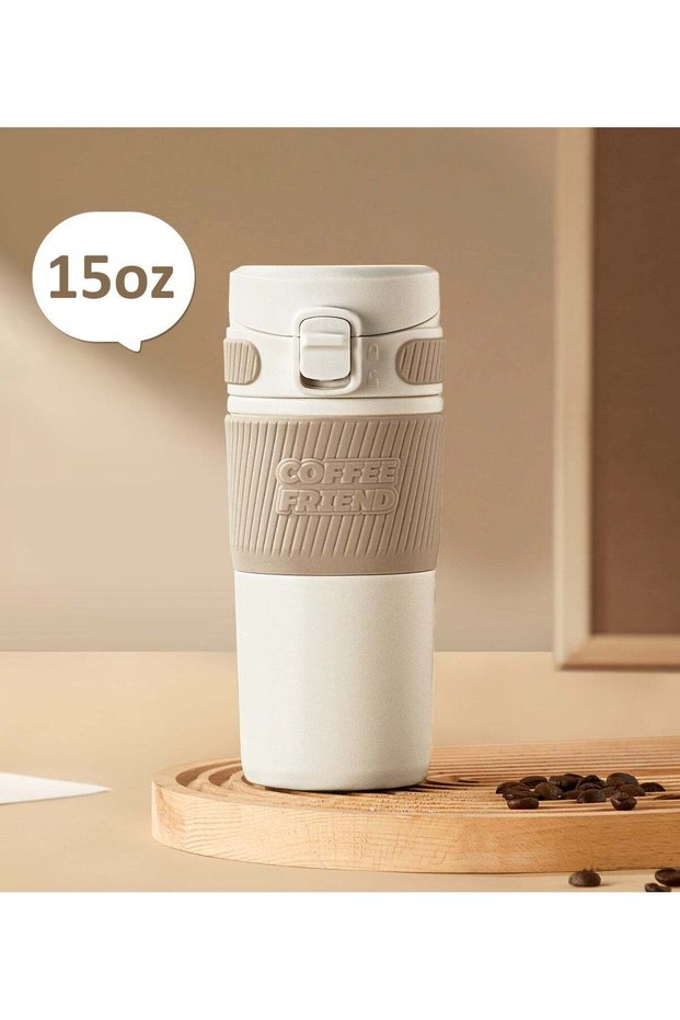 TKK 450ml Stainless Steel Coffee thermos 316 with Anti Scalding Silicone Head Case Keep Temperature for 6 to 12 Hours | White