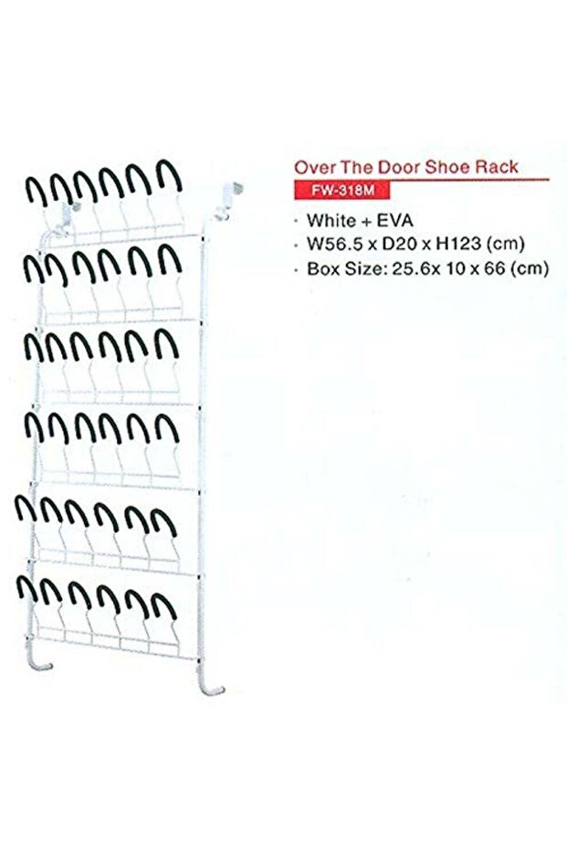 Over The Door Shoe Rack White Eva W56.5Xd20Xh123 Cm Space Saver Shoe Storage Shelf Non-Slip Metal Wall Hanging Shoe Organizer For Boots Sneaker High Heels