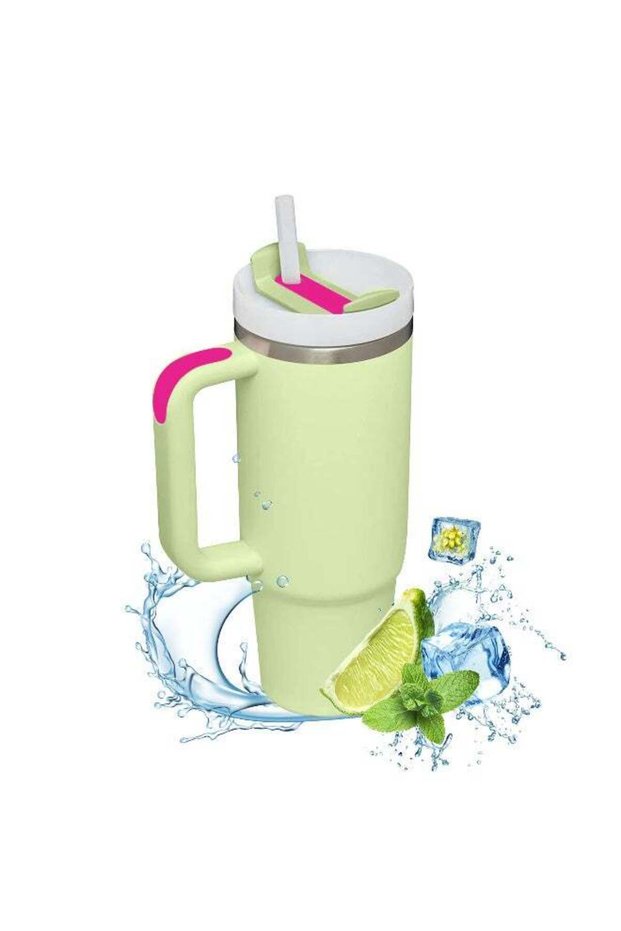 Tumbler 1200ml With Handle and Straw Lid Insulated 40 oz Reusable Stainless Steel Vacuum Insulated Water Bottles Travel Mug Iced Coffee Cup for Hot and Cold Beverages