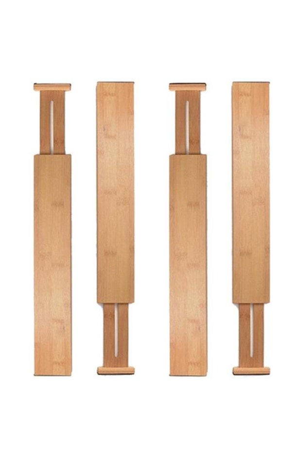 4-Piece Creative Expandable Telescopic Drawer Brown 60x10x15cm