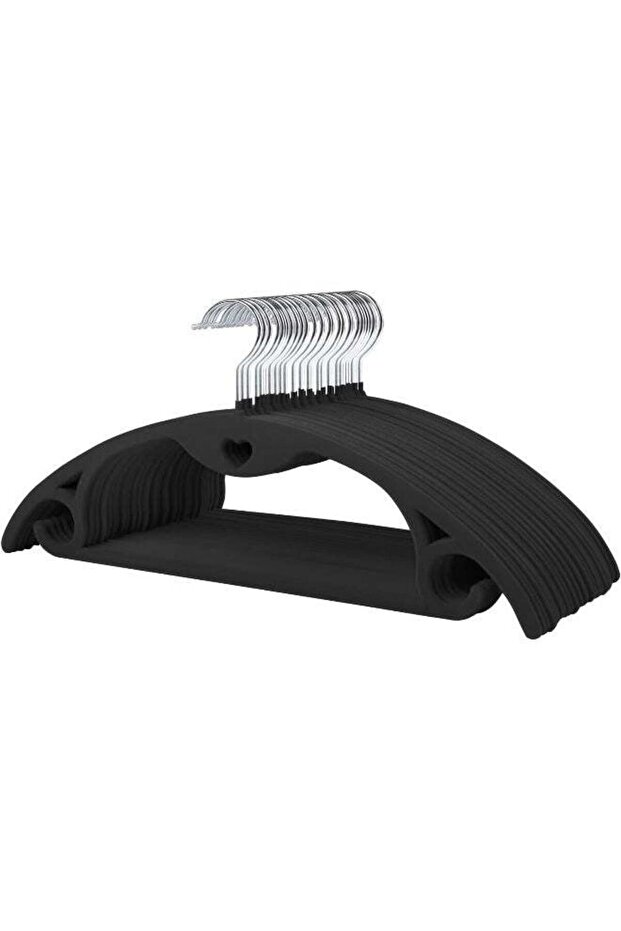 Velvet Hangers With Cascade Hole, Non-Slip Rounded Clothes Hangers, Sturdy Felt Hangers, Space-Saving Suit Hangers For Sweaters, Pants, Dresses, Skirts, Coats (Black, 10 Pack)