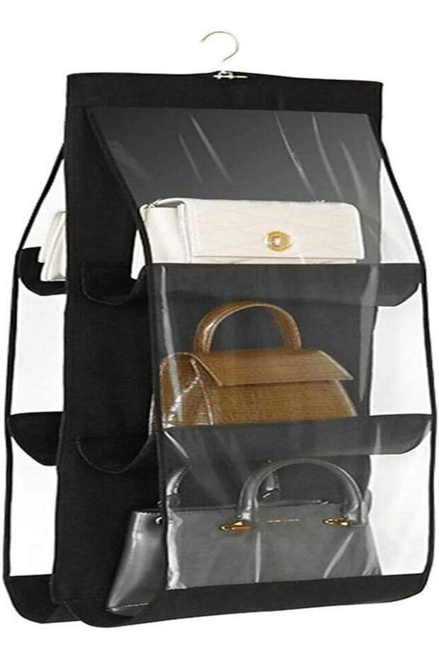 Goolsky Handbag Storage Hanging Purse Organizer Bedroom Organization Dust-Proof Holder Bag for Wardrobe Closet (Black)