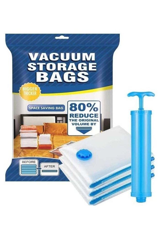 B&S Vacuum Storage Bag 6pc Set with Hand Pump