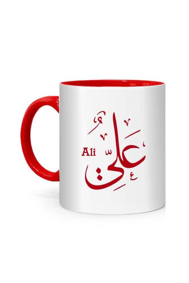 Arabic Calligraphy Name Ali Printed Mug White/Red 10cm