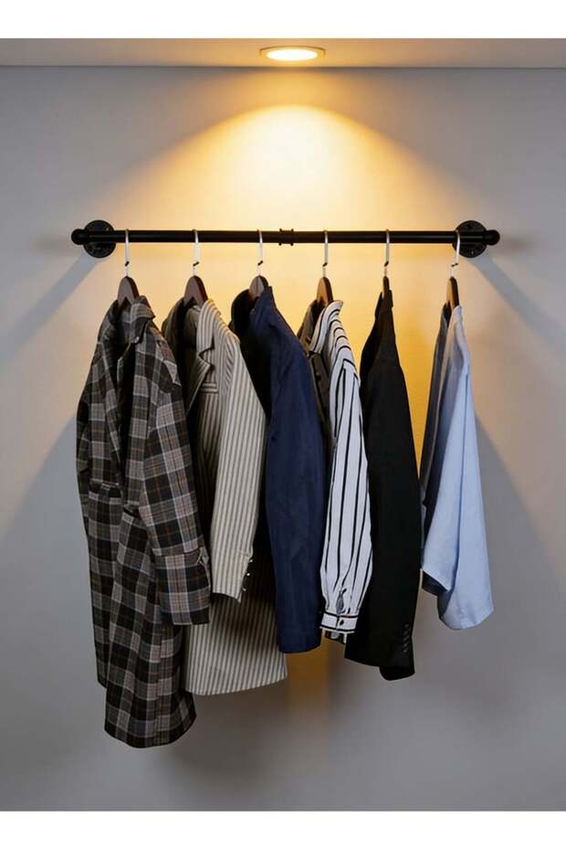 Wall Mounted Clothes Rack Space-Saving Hanging Clothes Rack(BLACK)