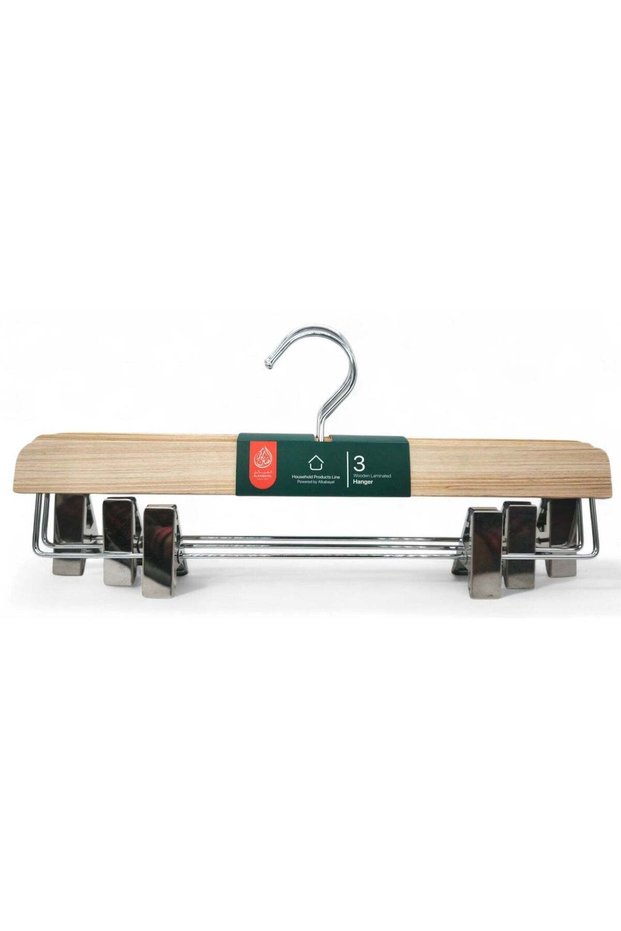 Al Kabayel Wooden Hangers With Clips 3-Pack