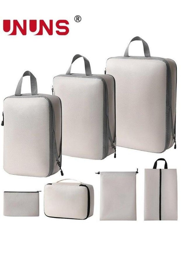 Packing Cube Set,7Pcs Compression Cubes For Suitcases,Lightweight Bags Organizer Luggage,Beige