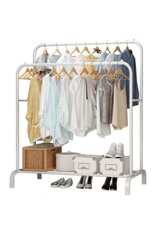 The Clothes Organizer And Holder Metal Stand White 110*54*150(132)