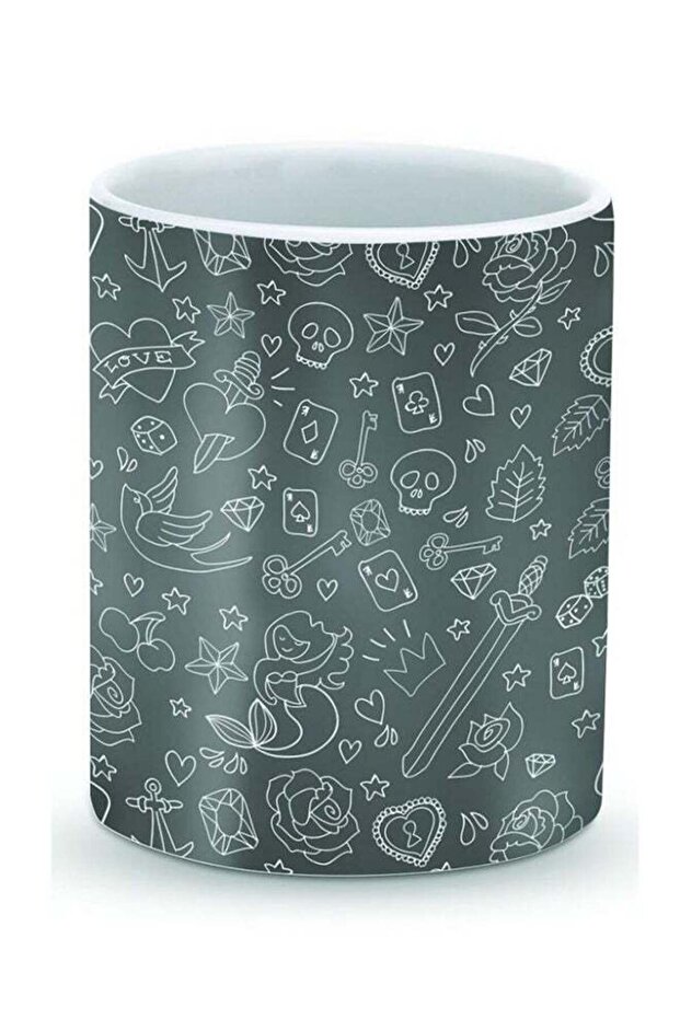 Premium Doodles Designer Mug Green/White