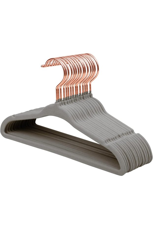 ManGotree Baby Velvet Hangers with Rose Gold Hook, 15 Pack, No-Slip Children Hangers