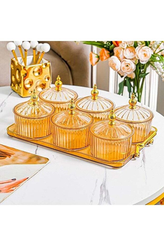 Vintage Divided Fruit Tray Set, Elegant European Court-Style Dried Fruit Serving Platters, Transpar