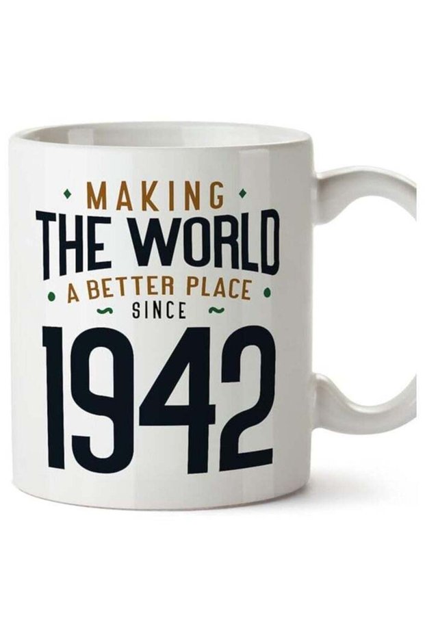 1942 Birthday Mug - in English - Making The World a Better Place - Funny Anniversary Present - 11 oz