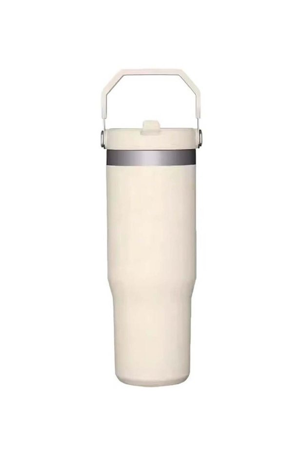 Premium Insulated Stainless Steel Tumbler with Handle and Straw Lid, Reusable Travel Cup, Leak-Resistant Drinkware