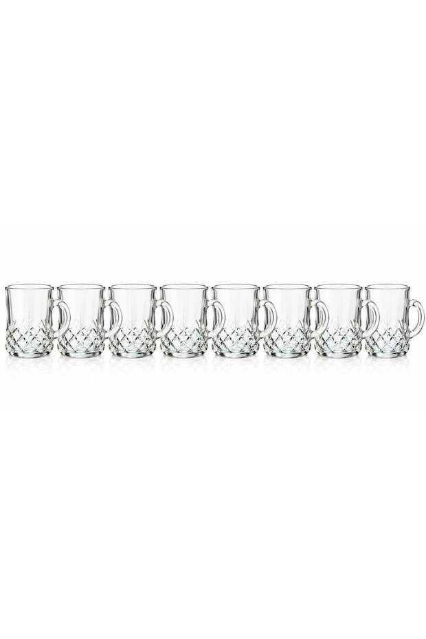 6 Pcs Tea Glass Mug Set With Handle, 235ml | Istikana Glass Sett | Coffee Mugs | Tea cups Sett | Highly Durable | Perfect For Kahwa,Cawa,Coffee,Black Tea,Green Tea,Latte,Cappuccino-Asorted