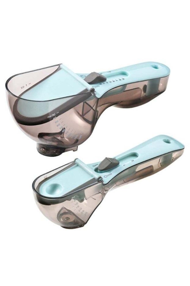 2Pcs Digital Measuring Spoons With Clear Scale, Adjustable Kitchen Baking Plastic Measuring Cups Set, Multi-Purpose Cooking Tool, Heat-Resistant ABS Material, For Flour and Spices , 16*3.8 cm