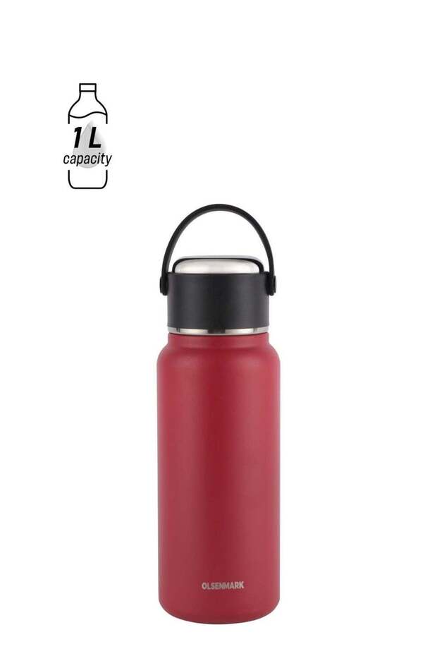 Olsenmark 1000 ml Stainless Steel Vacuum Bottle- OMVF7019, Hot and Cold Compatible, Preserves the Flavor and Freshness, Unbreakable, Portable, Leak-Resistant and Light-Weight