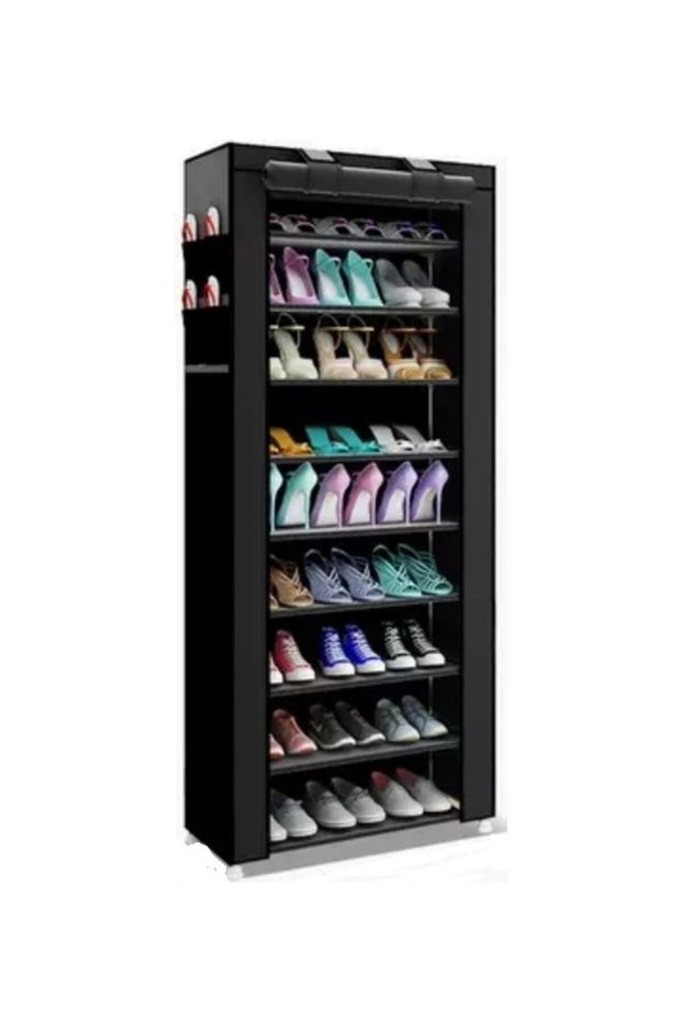 9-Tiers Shoe Cabinet Rack Black 60x30x160cm