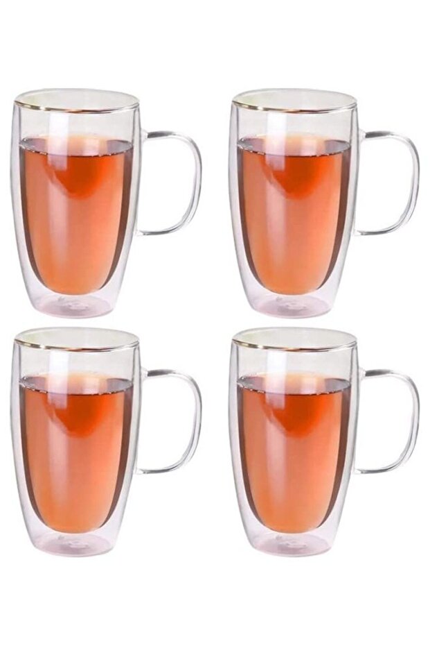 Set of 4 -350ML Borosilicate Glass Mug With Handle multicolour 350mm