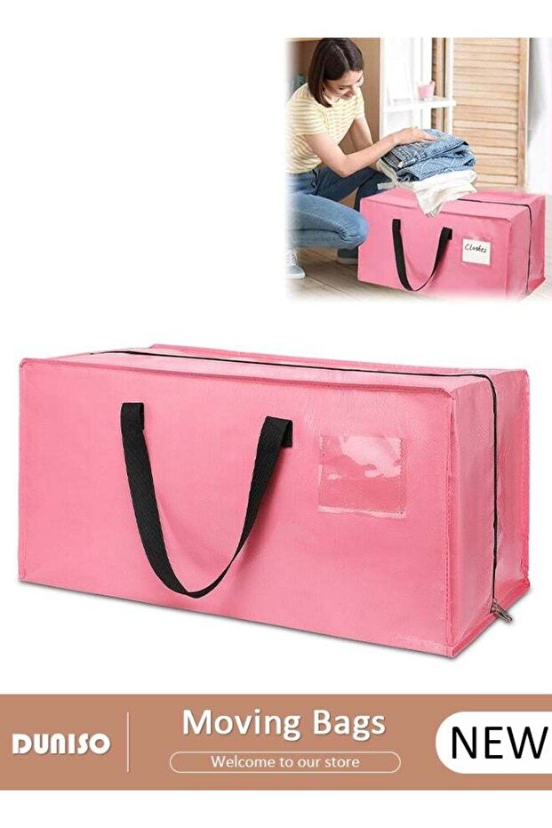 Large Moving Bags, Foldable Large Capacity Woven Bags with Double Zippers, Clothes Storage Bag for Bedding, Space Saver, Clothes Organiser, Duffle Bag for College Dorm Travel Clothes Blankets Bedding