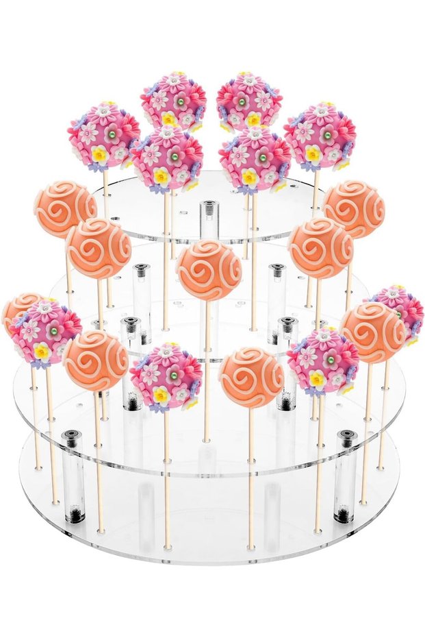 ARS® 36-Hole Acrylic Cake Pop Stand – 3-Tier Transparent Lollipop Holder Display Rack for Cake Pops