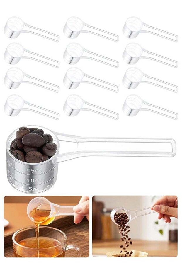 12 Pack 15ml Long Handle Plastic Measuring Scoops Tablespoon For Coffee Protein Spices